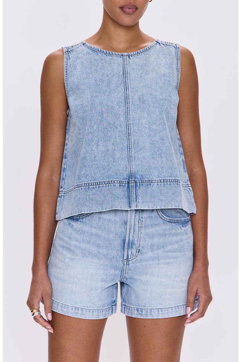 Rue Sleeveless Denim Top, Main, color, BERKELEY