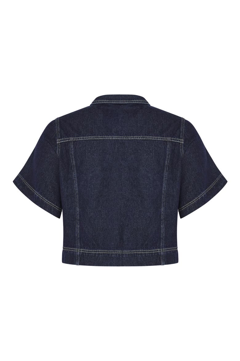 Millie Short Sleeve Denim Jacket, Alternate, color, DARK DENIM