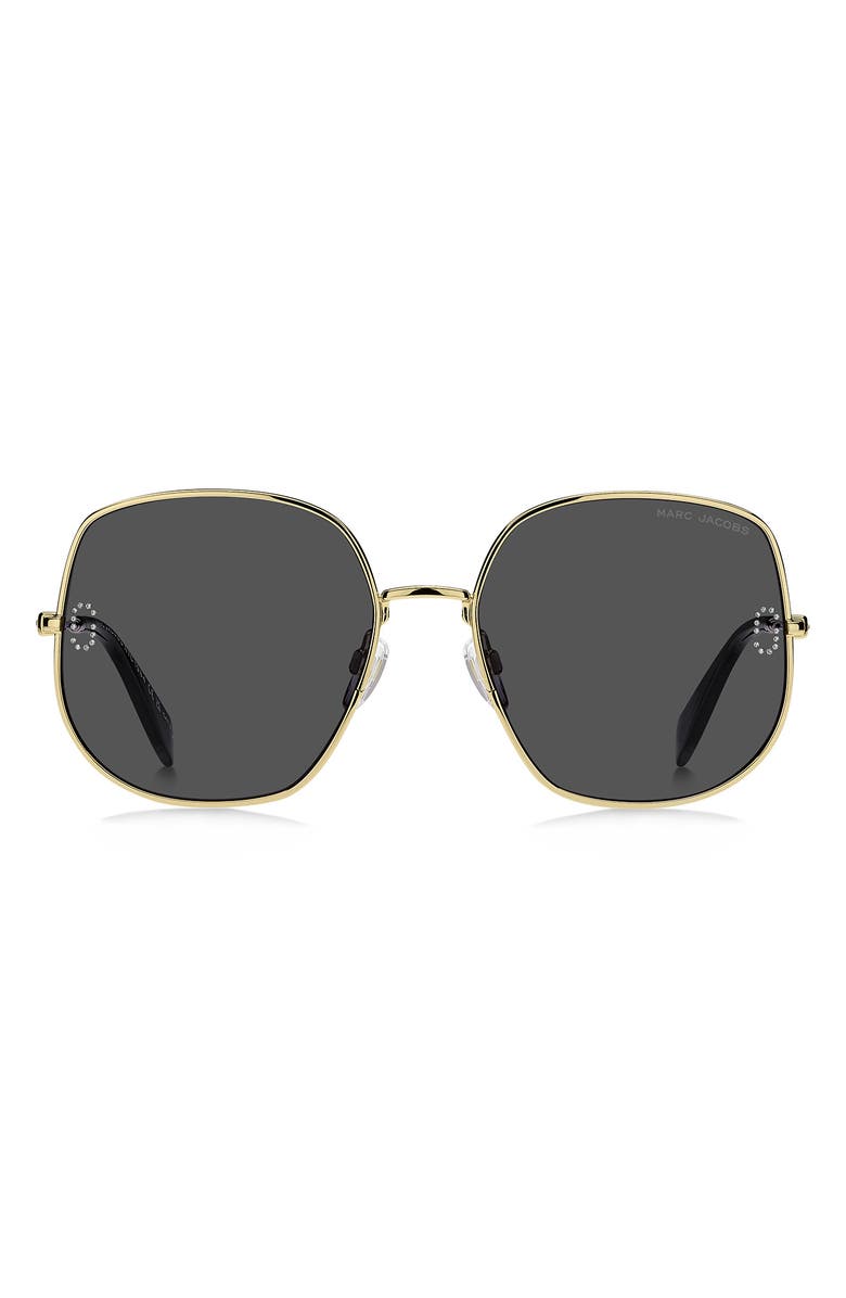 Marc Jacobs 59mm Square Sunglasses, Main, color, Gold/ Grey