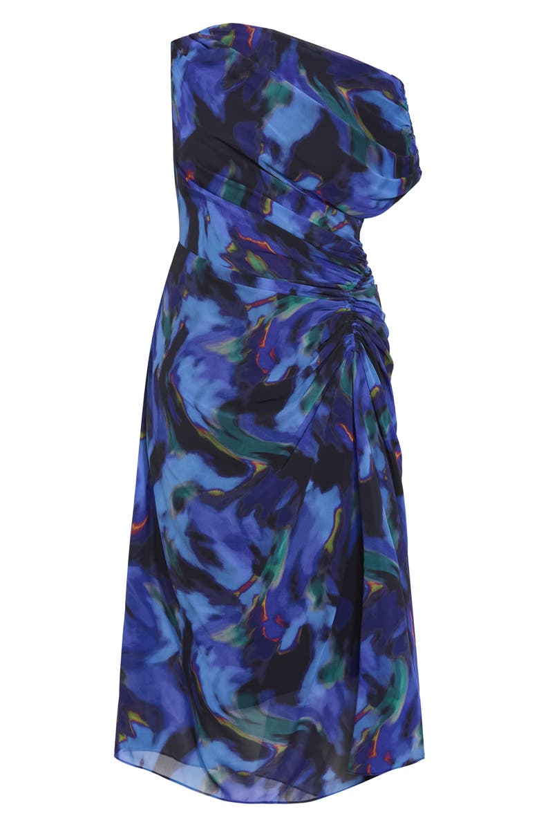 City Chic Abstract Floral Print Dress, Alternate, color, Blue Haze