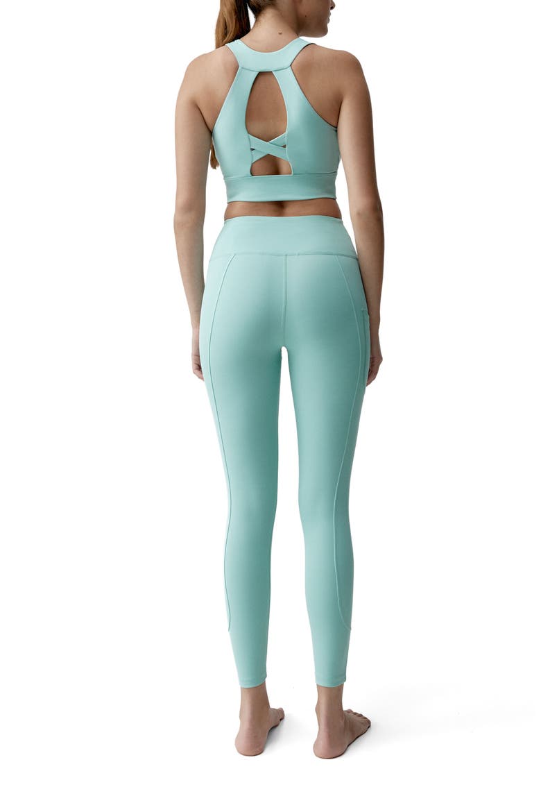 Ariadna Medium-Support Seamless Sports Top, Alternate, color, Greece Blue