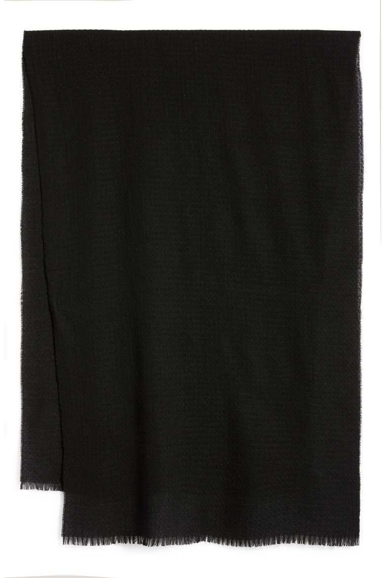 Check Cashmere & Wool Scarf, Alternate, color, BLACK