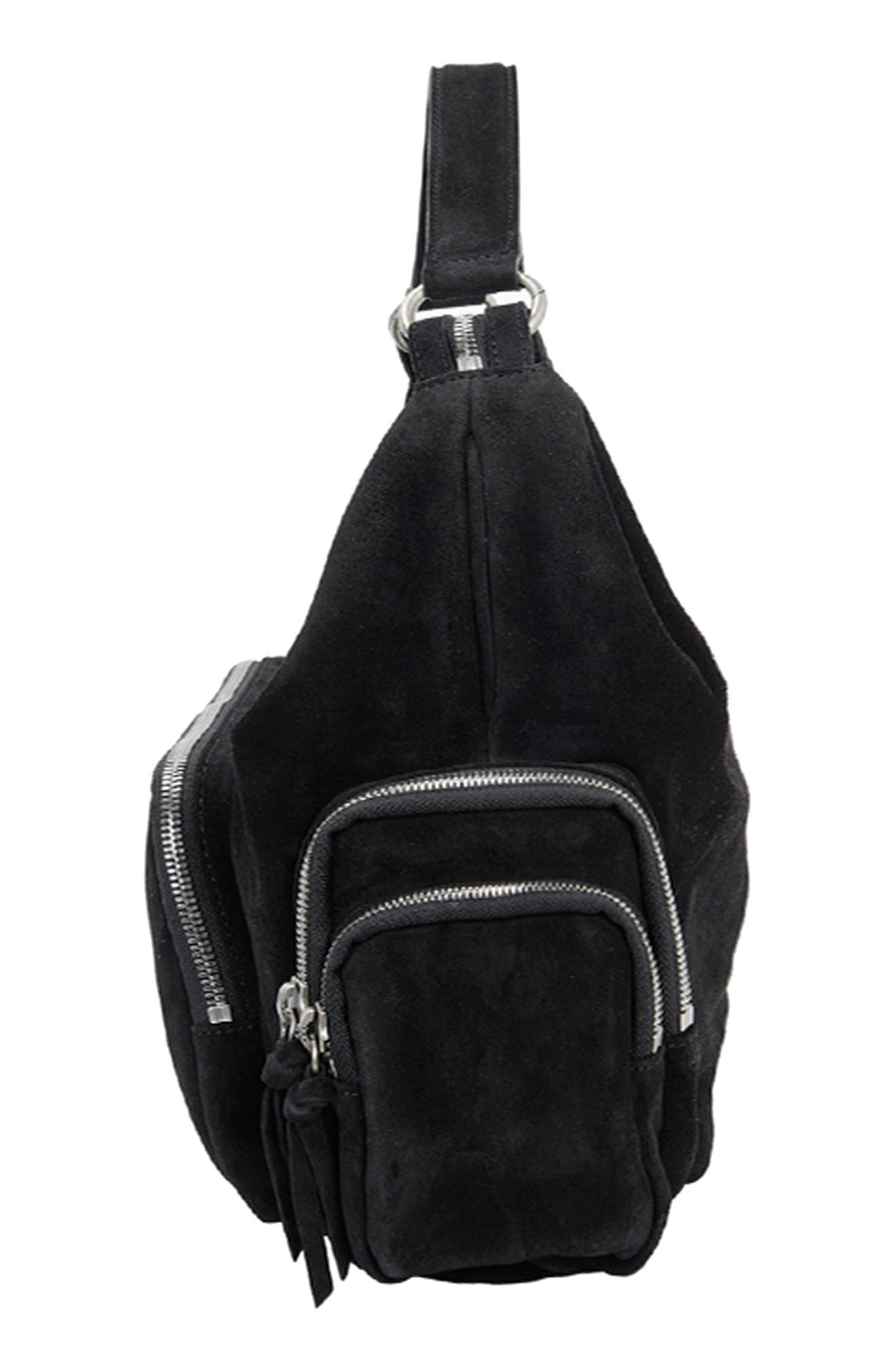City Suede Hobo Bag, Alternate, color, BLACK SUEDE