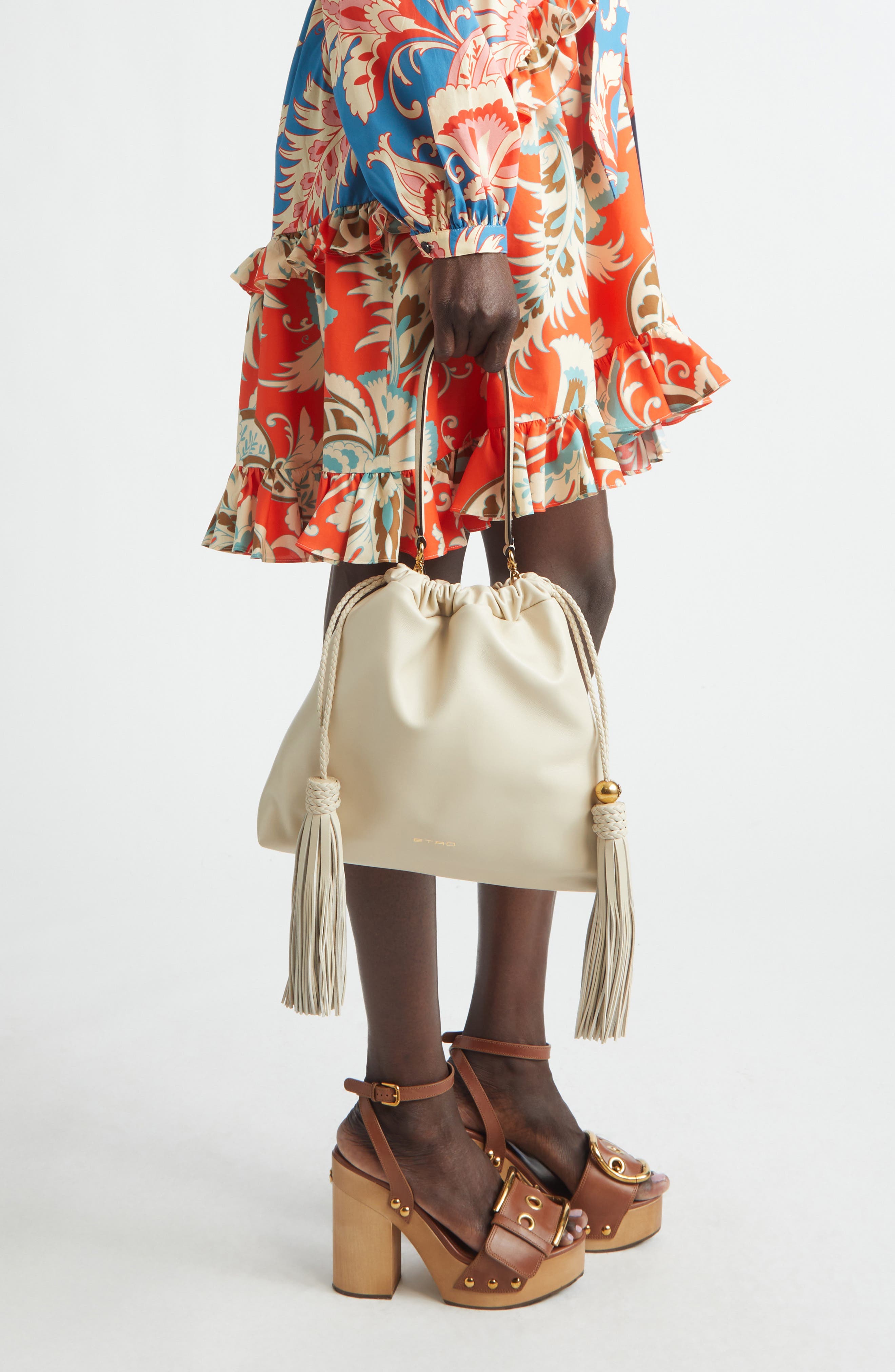 Medium Kalispera Tassel Leather Shoulder Bag, Alternate, color, HAZELNUT