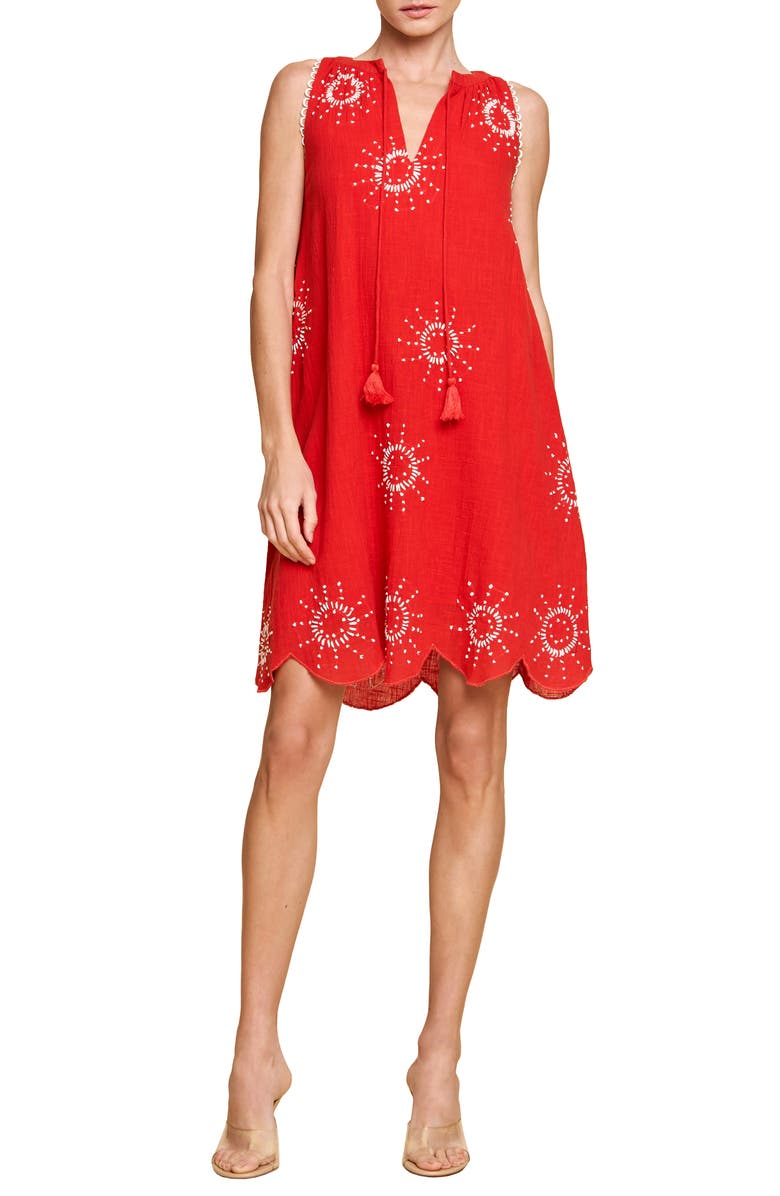 CIEBON Kailani Embroidered Sleeveless A-Line Dress, Main, color, 