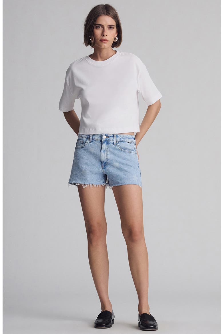 Rosie Star Print Denim Cutoff Shorts, Alternate, color, STAR DENIM