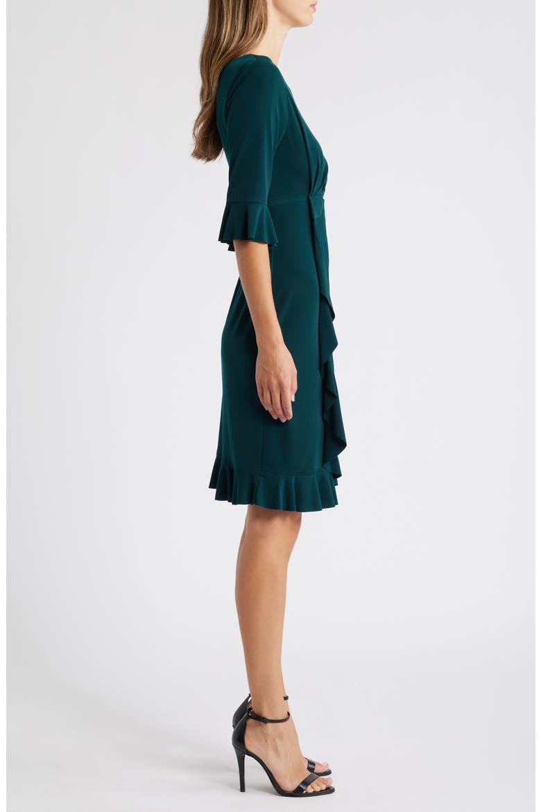 Ruffle Pleat Dress, Alternate, color, HUNTER