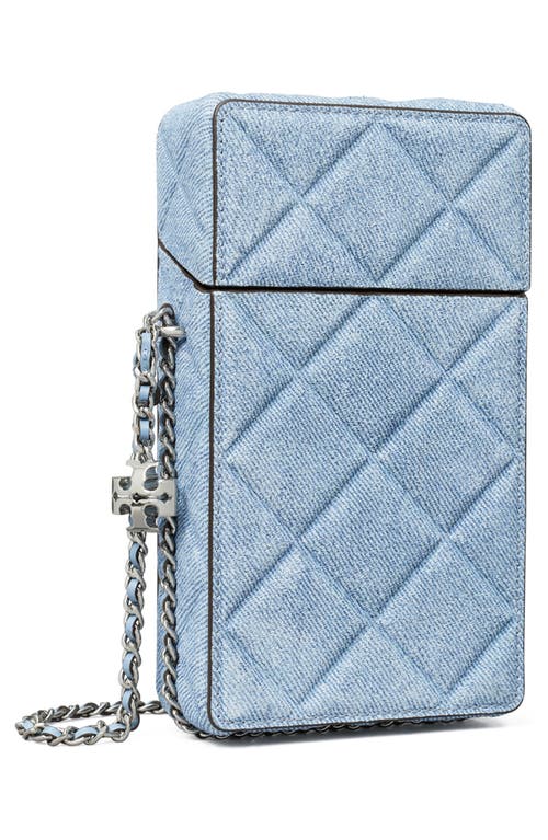 Tory Burch Fleming Denim Phone Crossbody Bag In Denim