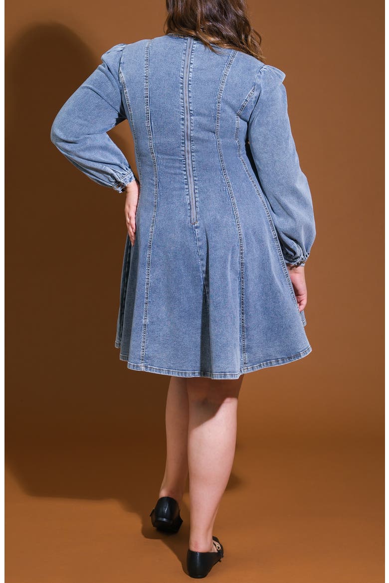 Washed Denim Long Sleeve Minidress, Alternate, color, BLUE ACID