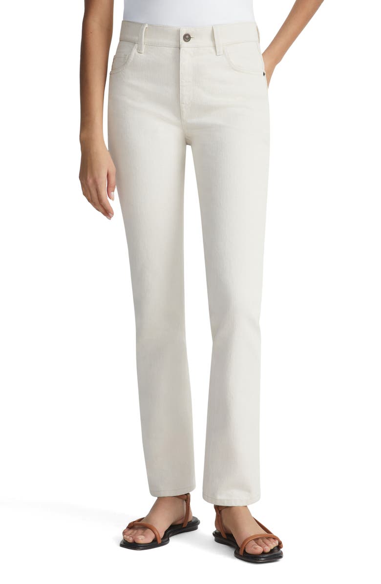 Lafayette 148 New York Reeve High Waist Ankle Straight Leg Jeans, Main, color, Washed Ecru