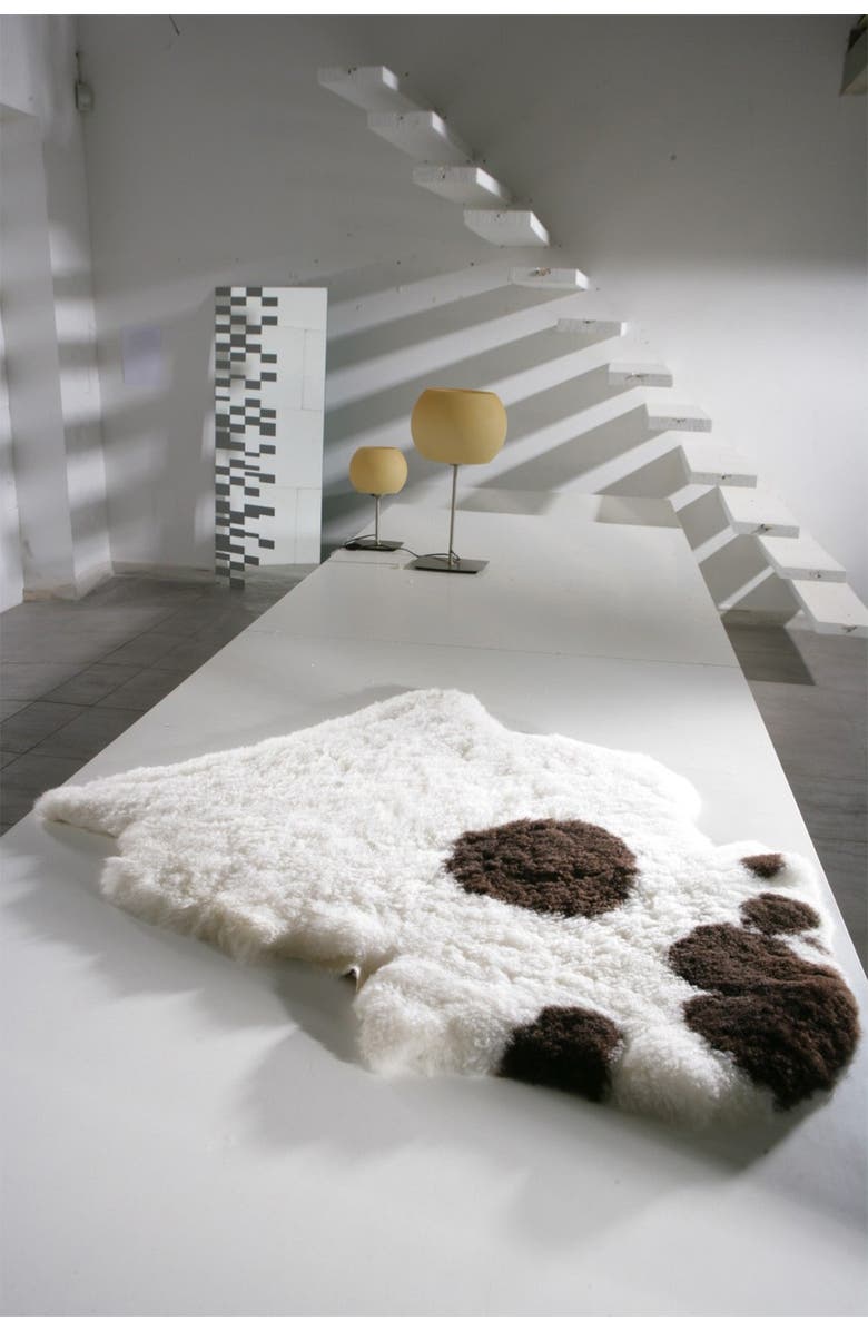 NATURAL Icelandic Genuine Sheepskin Single Sheared Rug - Spotted, Alternate, color,