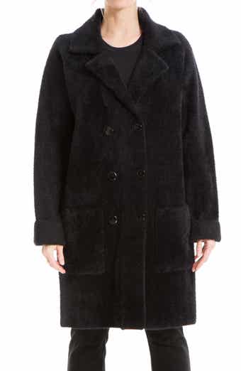 MAX STUDIO Fuzzy Double Breasted Sweater Coat