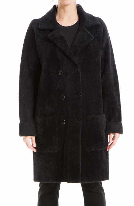 MAX STUDIO Fuzzy Double Breasted Sweater Coat