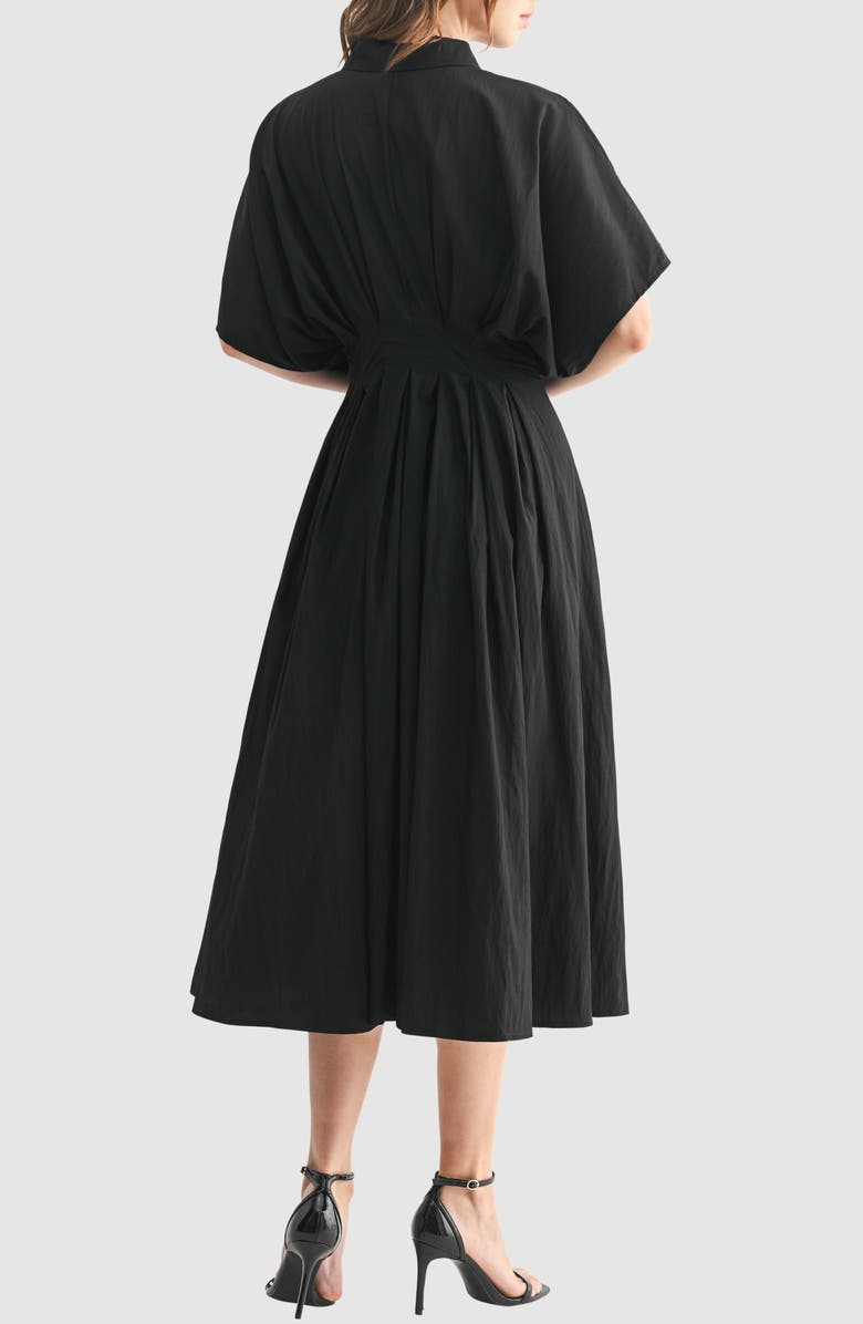 Short Sleeve Pleated Midi Shirtdress