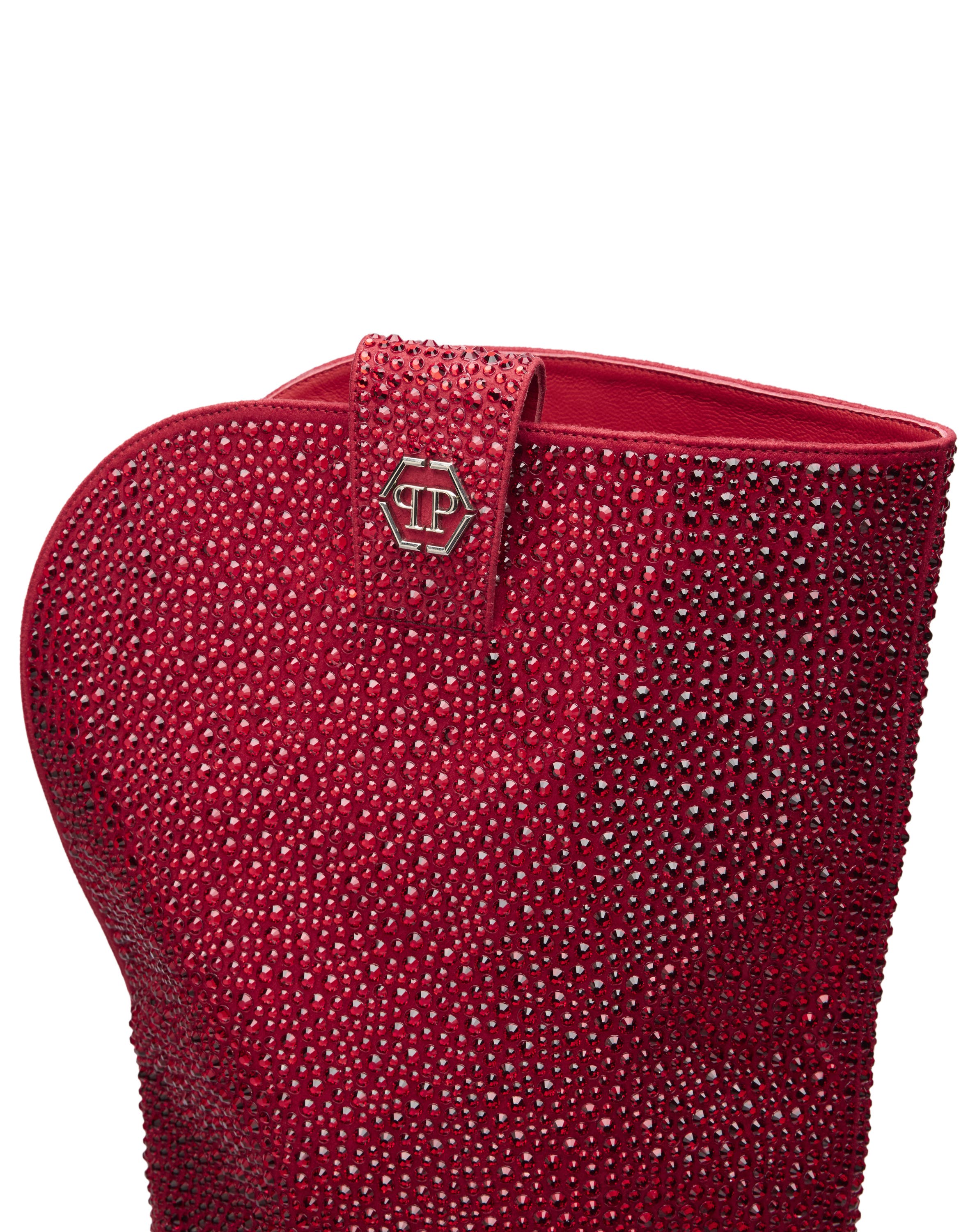 Low-Heel Overknee Boots Mixed Strass 6 Women, Alternate, color, red