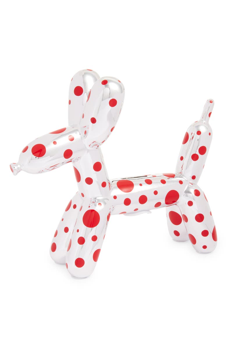 Made By Humans Polka Dot Balloon Dog Money Bank, Main, color, Red/ Silver