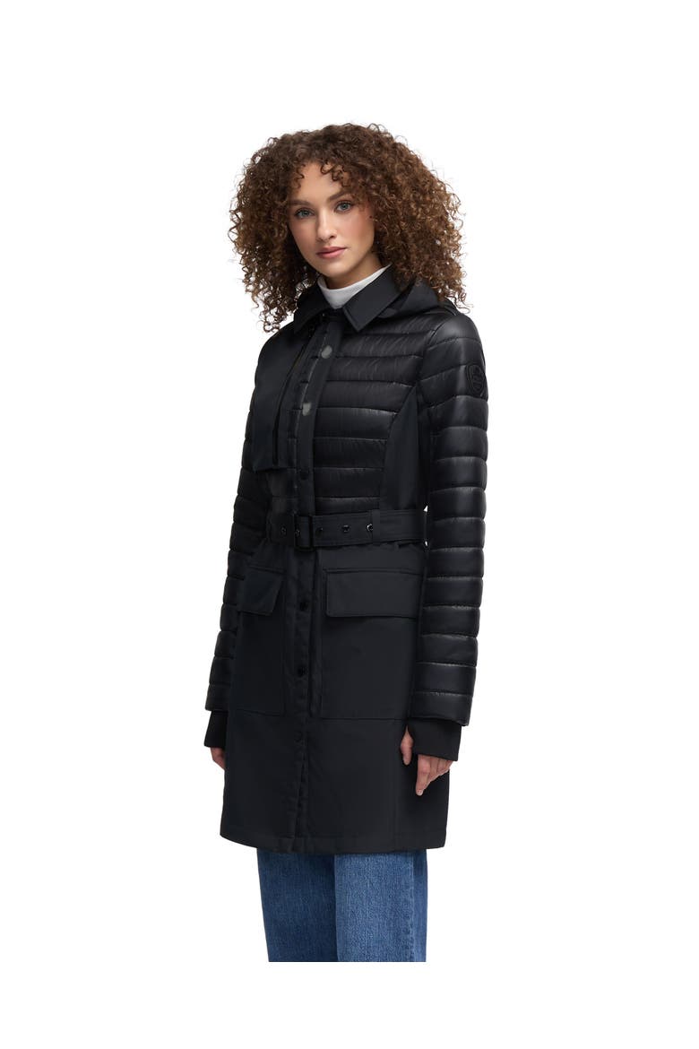 Opal Trench Coat with Quilted Accent, Alternate, color, Black