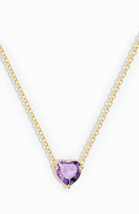 Dainty Birthstone Heart Necklace