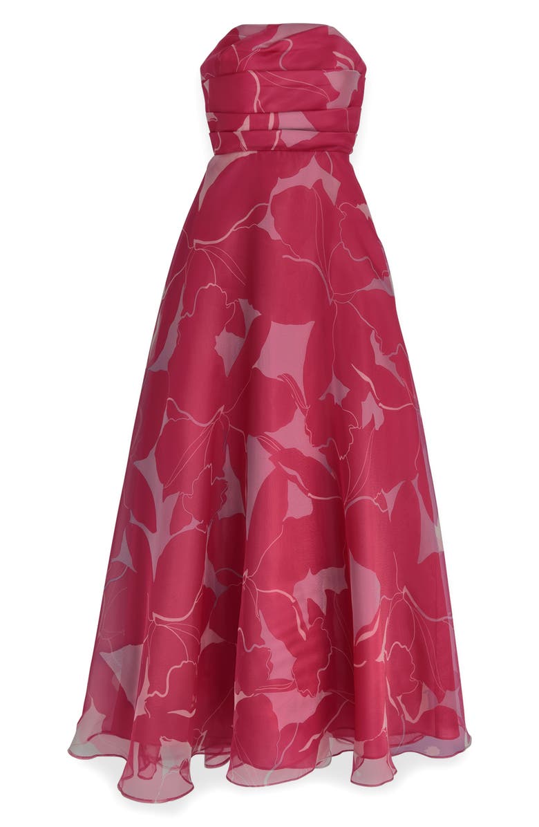 Donna Karan New York Floral Strapless Gown, Alternate, color, Hot Fuchsia
