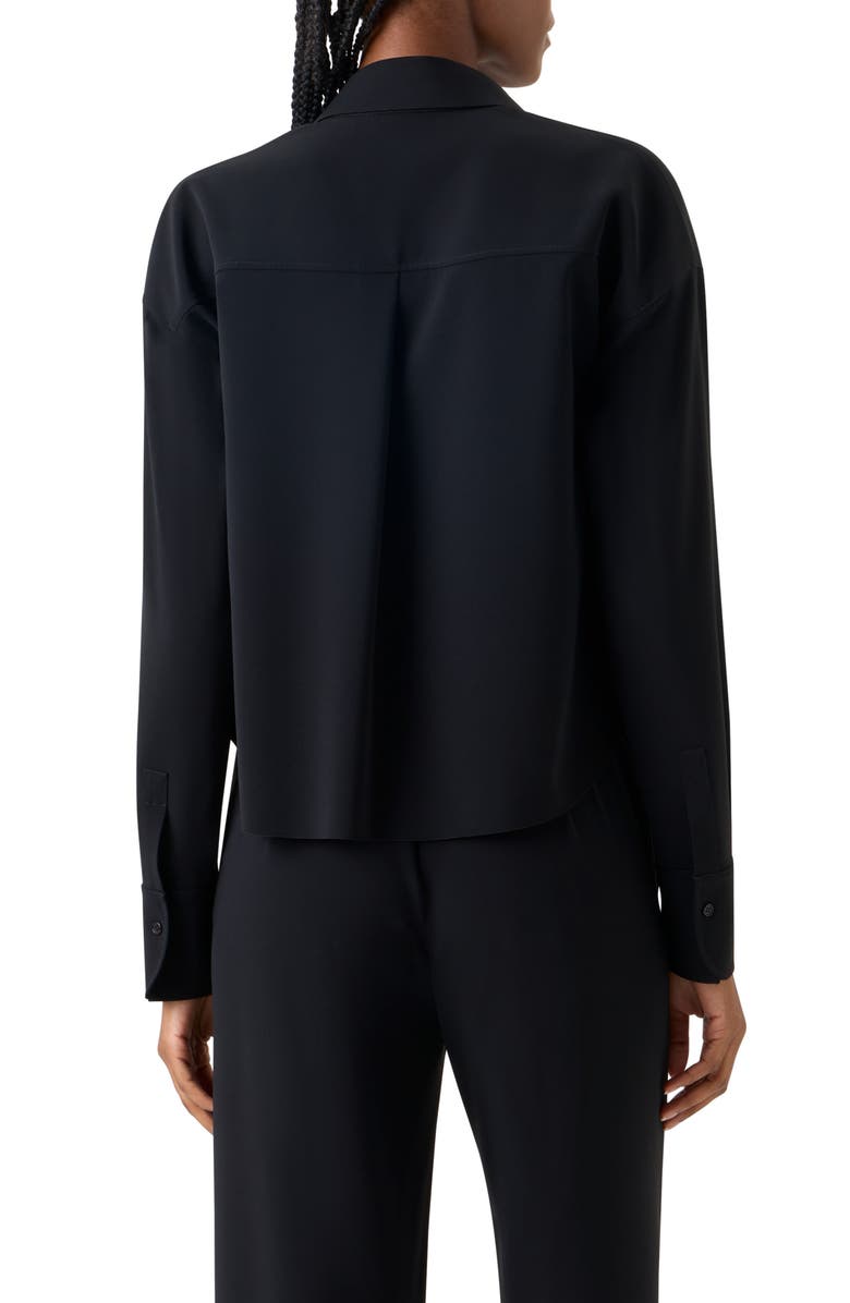 Akris punto Papercut Flowers Laser Cut Crepe Shirt, Alternate, color, Black