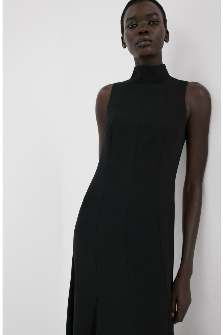 Mock Neck Sleeveless Midi Dress, Alternate, color, BLACK