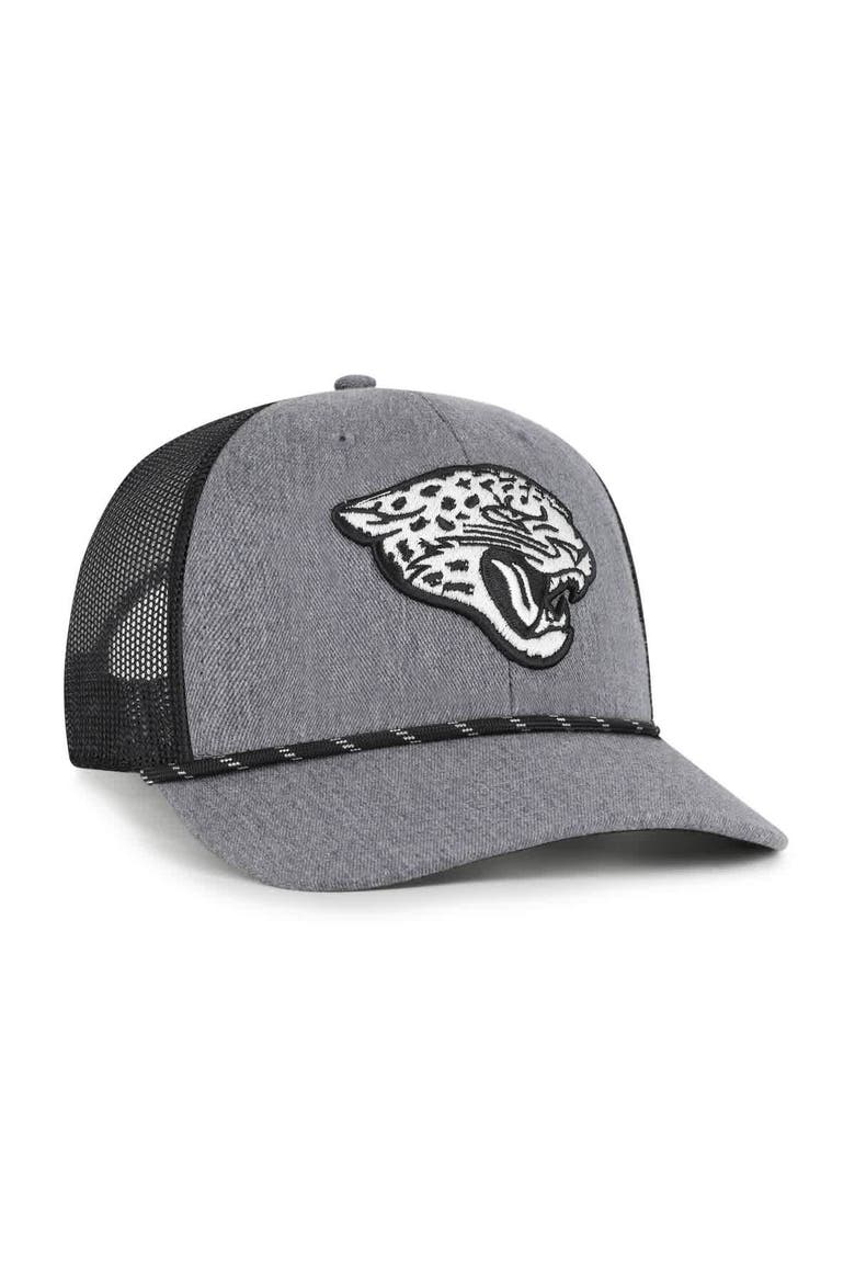 Men's '47 Heather Charcoal Jacksonville Jaguars Carbon Rope Trucker Adjustable Hat, Alternate, color, Heather Charcoal