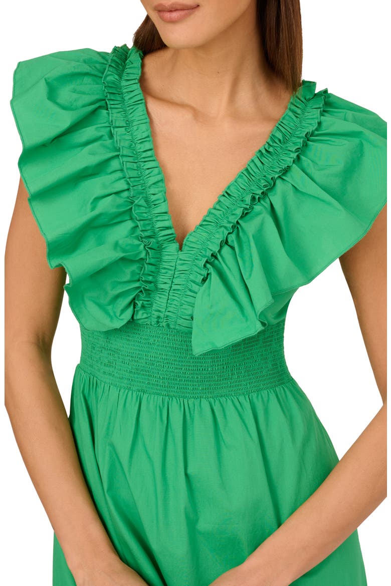 Ruffle Smocked Waist Maxi Dress, Alternate, color, GREEN