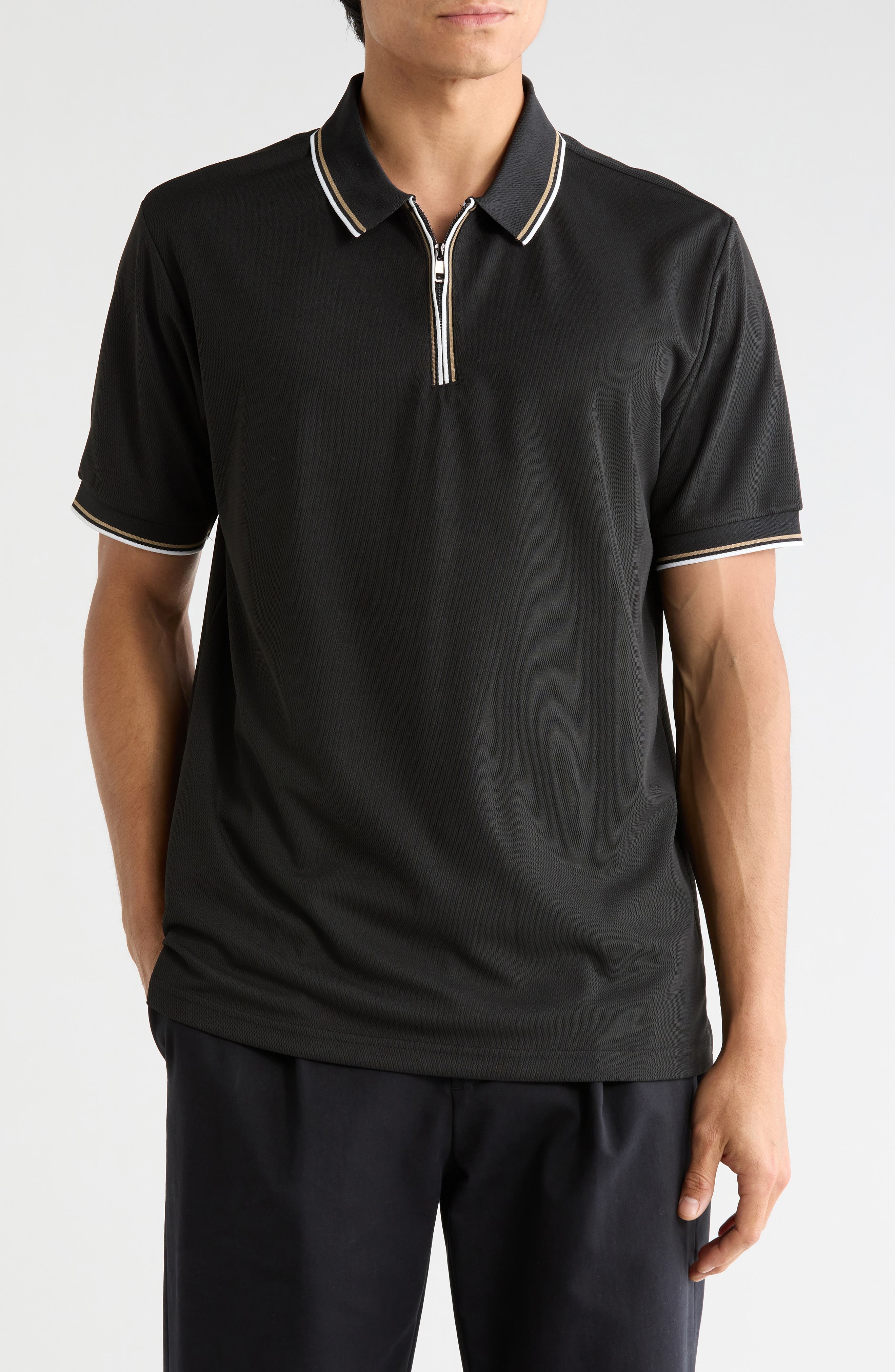 Zip Front Stretch Polo