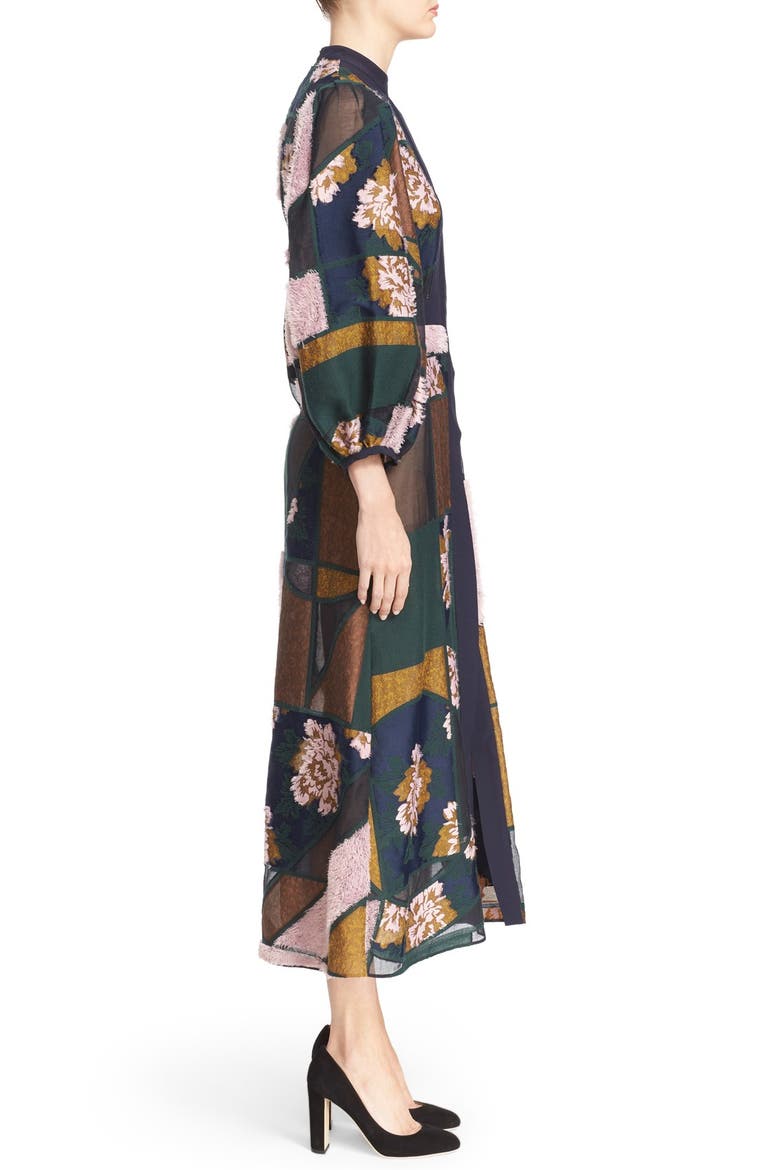 'Gallen' Print Silk Midi Dress, Alternate, color, NAVY MULTI