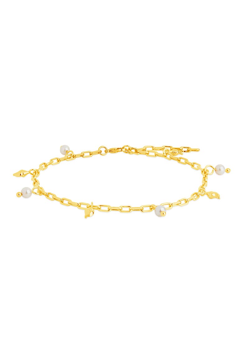 Beverly Freshwater Pearl Charm Anklet, Alternate, color, GOLD