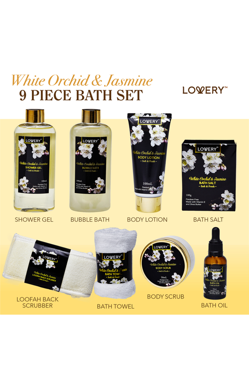 Lovery Orchid & Jasmine Bath & Body Gift Set In Black/beige