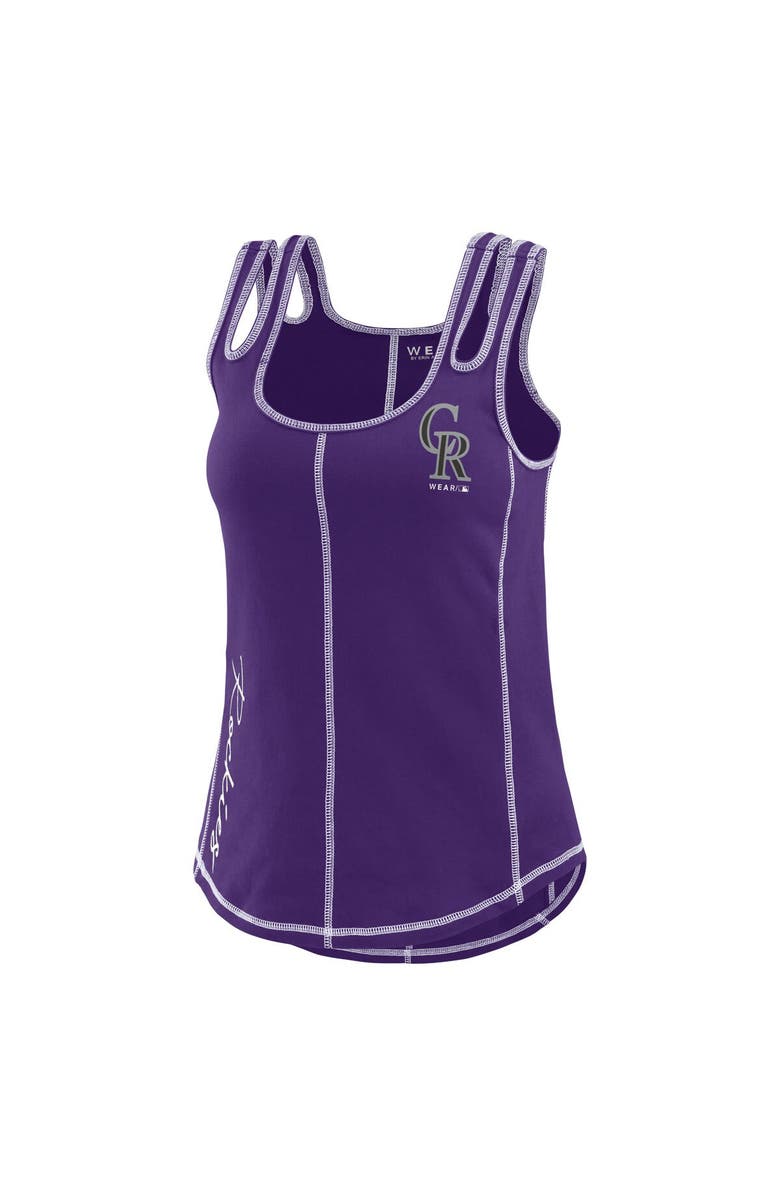 WEAR by Erin Andrews Women's WEAR by Erin Andrews Purple Colorado Rockies Contrast Stitch Tank Top, Alternate, color, Purple