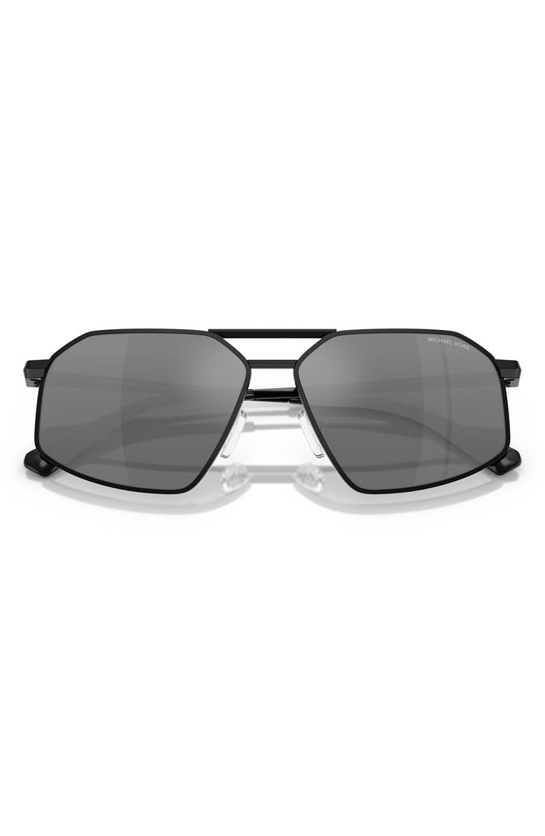 Michael Kors 60mm Irregular Sunglasses, Alternate, color, Black Shiny / Silver Flash