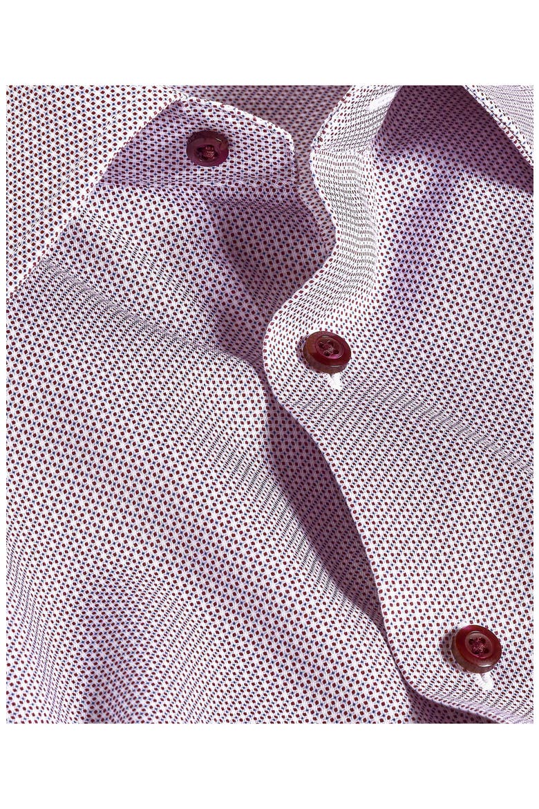 Trim Fit Micro Geometric Print Cotton Dress Shirt, Alternate, color, MERLOT