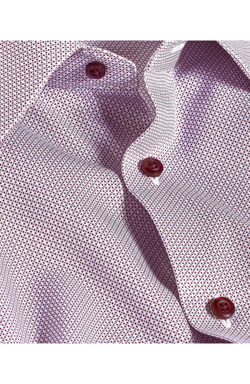 David Donahue Trim Fit Micro Geometric Print Cotton Dress Shirt In Purple