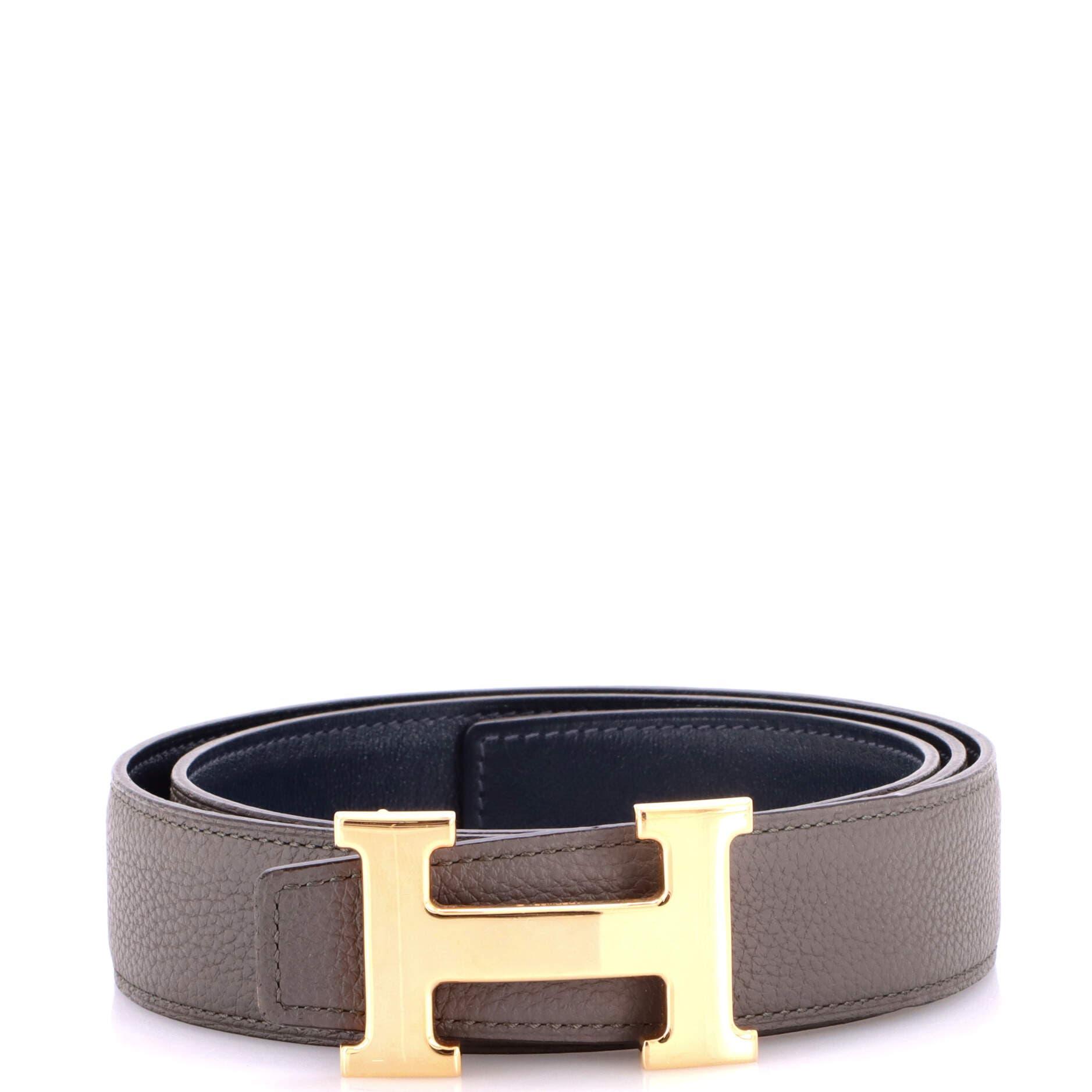 Pre-Owned Hermes Constance Reversible Belt Leather Medium, Main, color, Gray