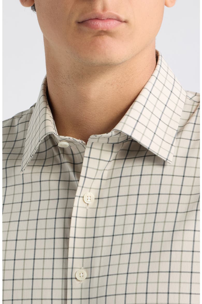 Ciannelli Trim Fit Performance Check Dress Shirt, Alternate, color, BEIGE CIANNELLI CHECK