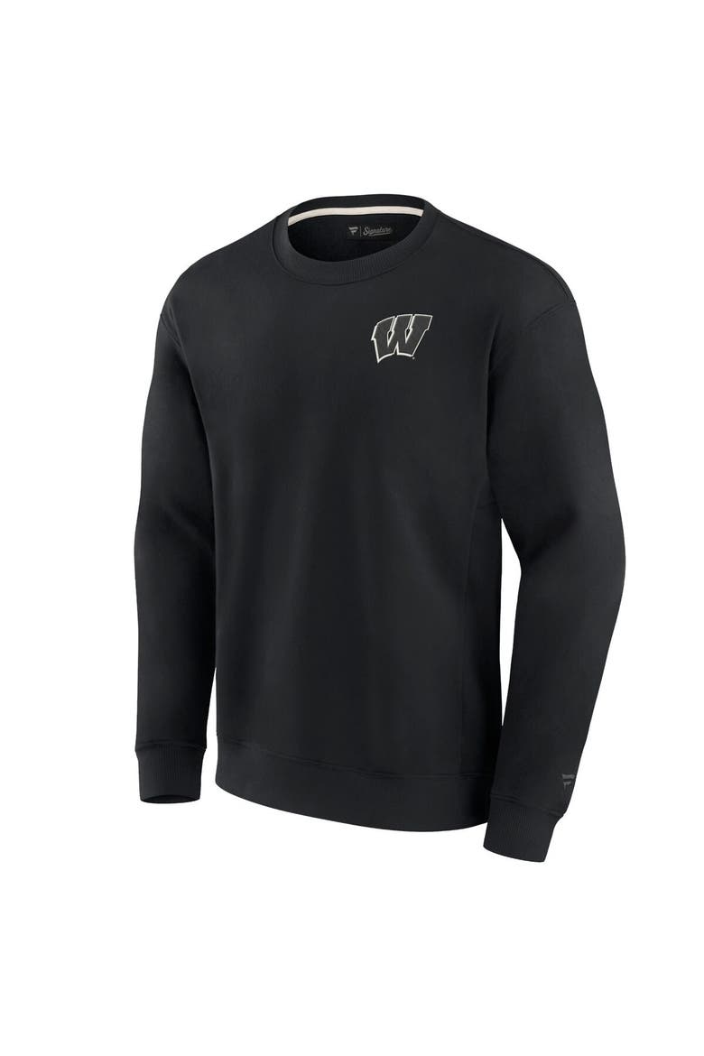 Unisex Fanatics Signature Black Wisconsin Badgers Super Soft Pullover Crew Sweatshirt, Alternate, color, Black