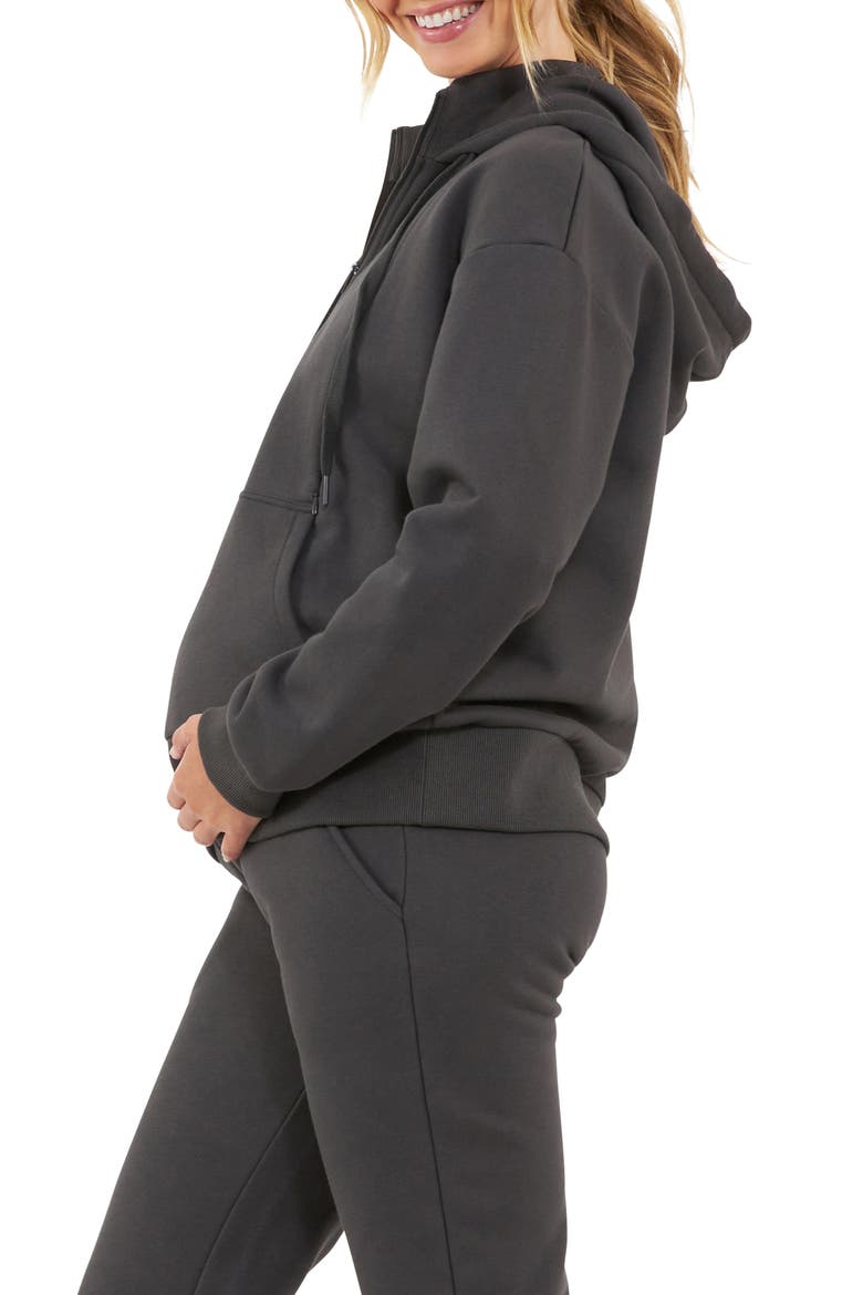 Nicky Maternity/Nursing Quarter Zip Hoodie, Alternate, color, SLATE