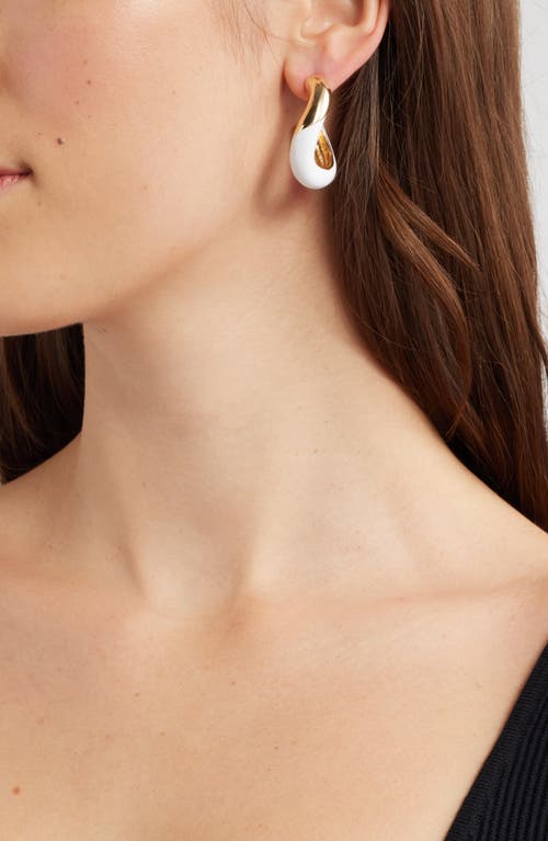 Nordstrom Enamel Sculpted Hoop Earrings In White- Gold