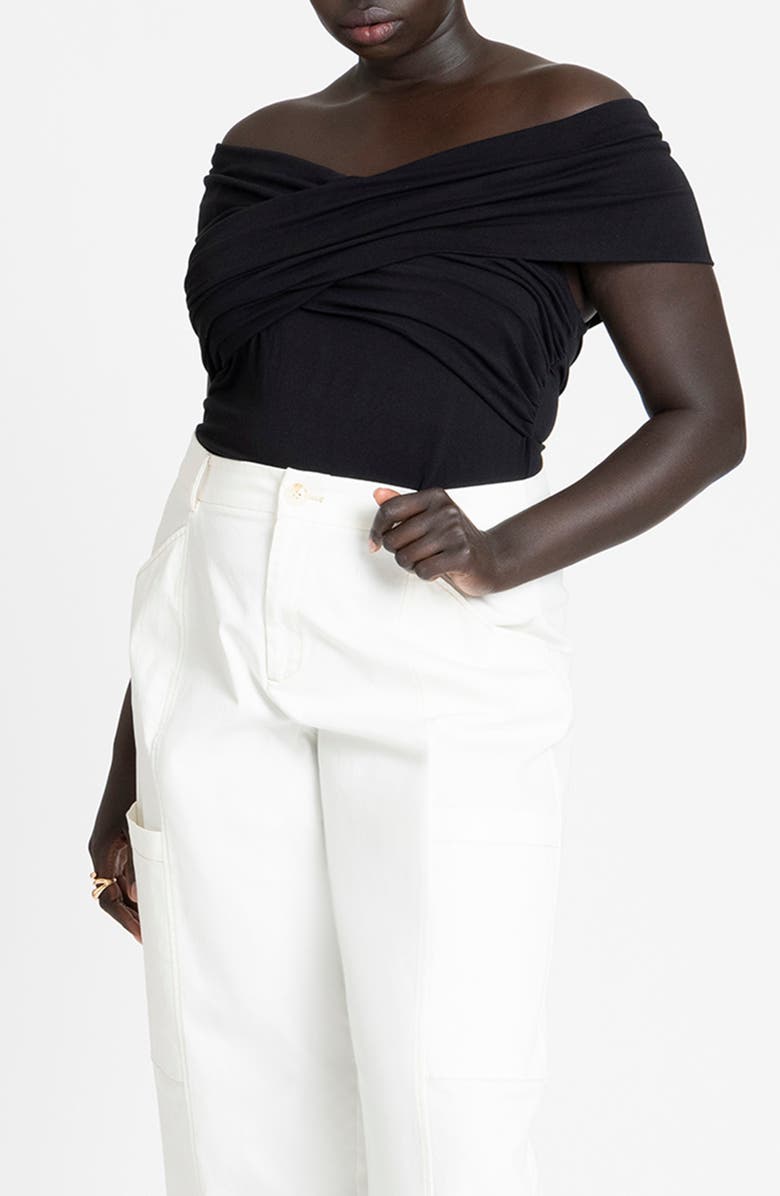 ELOQUII Criss Cross Off the Shoulder Top, Main, color,