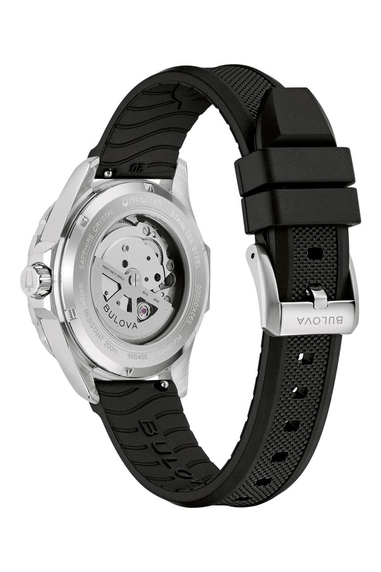 Marine Star Series B Rubber Strap Watch, 41mm, Alternate, color, BLACK