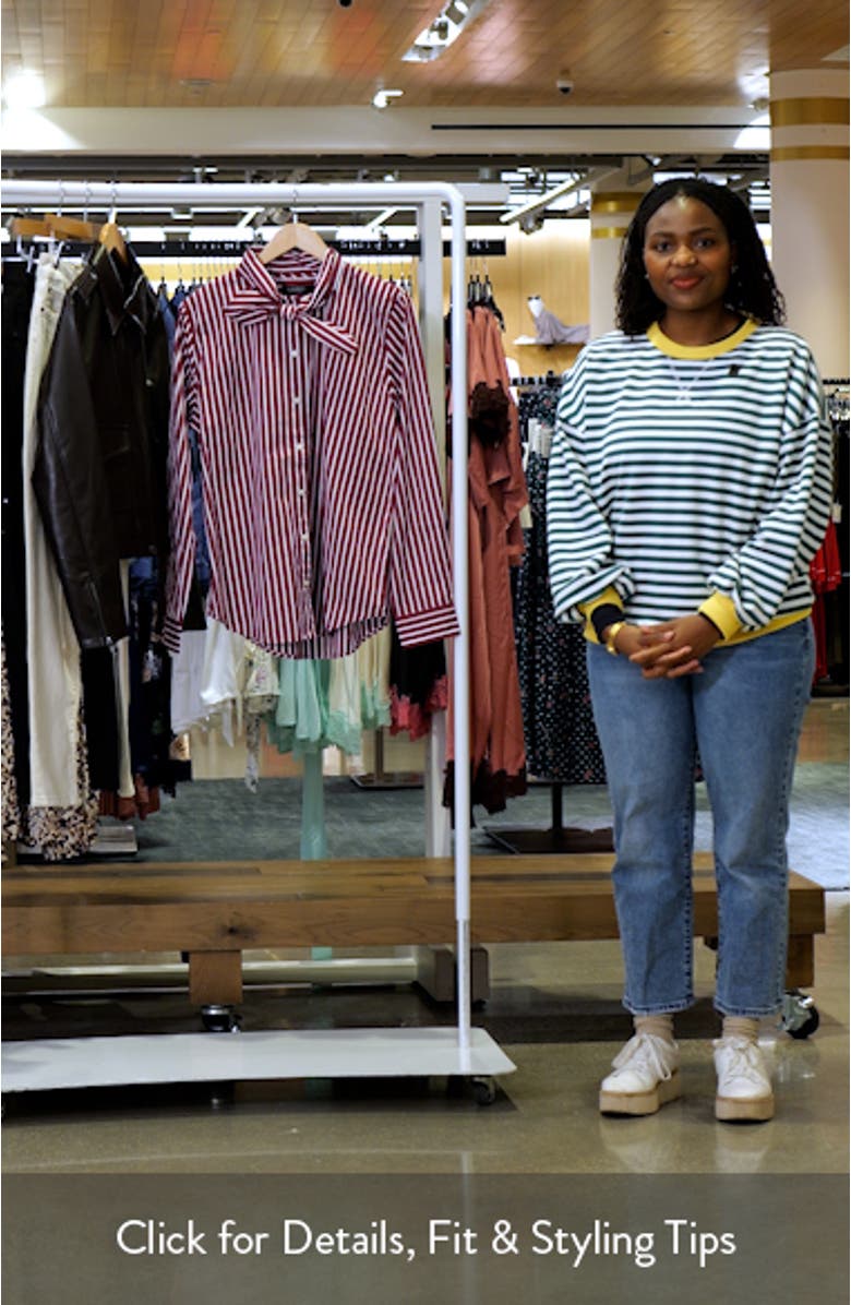 Stripe Cotton Tie Neck Button-Up Shirt, sales video thumbnail