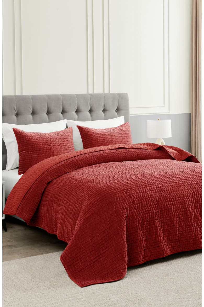 Tamara Velour Quilt 3-Piece Set, Alternate, color, BURGUNDY