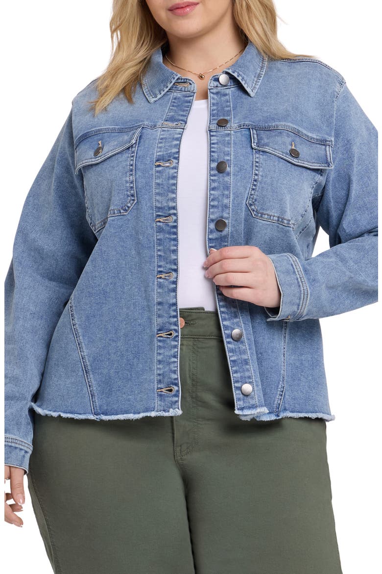 Fray Hem Denim Trucker Jacket, Main, color, LAKEFRONT