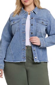 NYDJ Fray Hem Denim Trucker Jacket