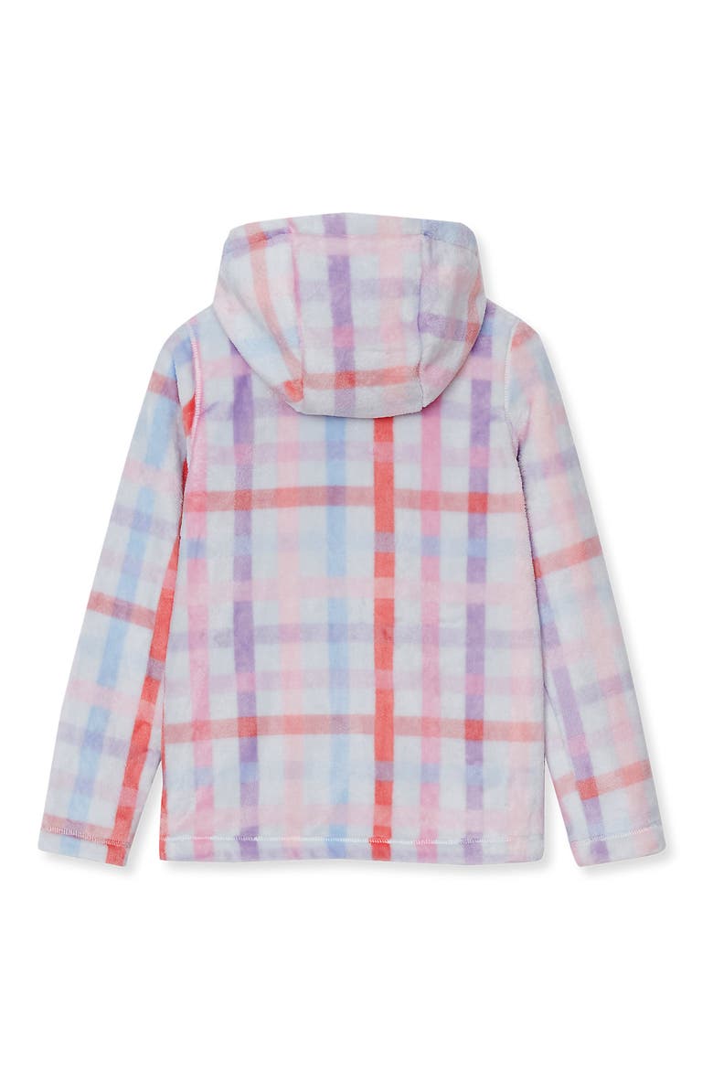 Girls Softest Fleece Hoodie, Alternate, color, Coral Blush Plaid