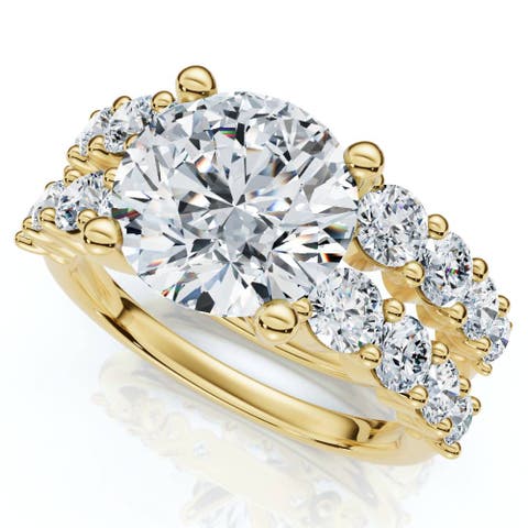 Certified 3 6/8ct Diamond Engagement Wedding Ring Set 14k Gold Lab Grown