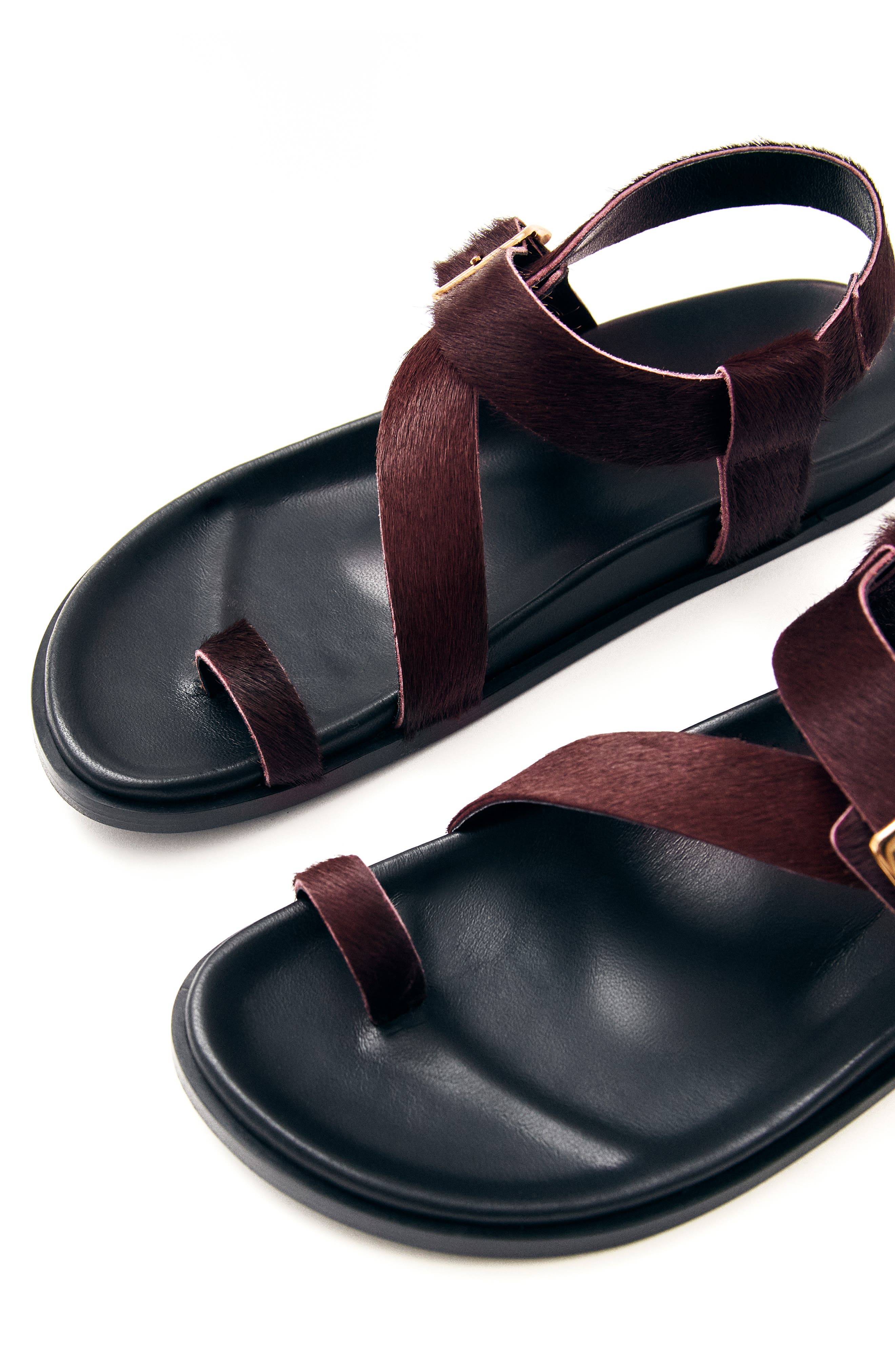 ALOHAS Siren Genuine Calf Hair Sandal, Alternate, color, Burgundy