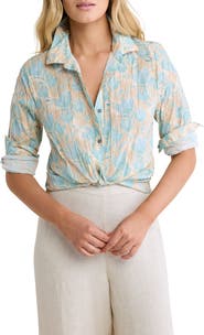 nz BY NIC AND ZOE Shadow Floral Core Crinkle Cotton Button-Up Shirt